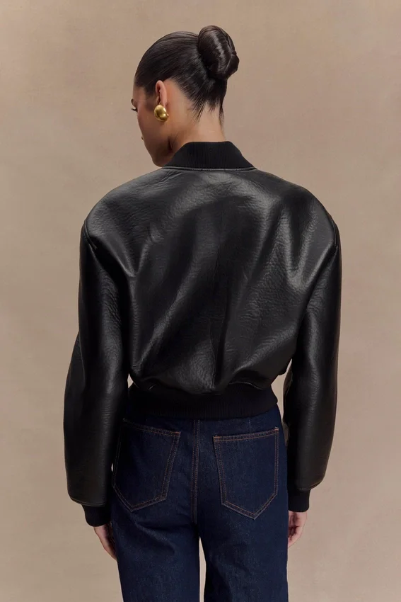 Codi Faux Leather Bomber Jacket – Black Codi Faux Leather Bomber Jacket – Black