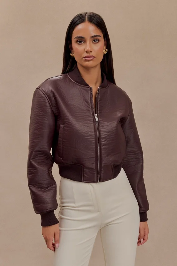Codi Faux Leather Bomber Jacket – Merlot Codi Faux Leather Bomber Jacket – Merlot