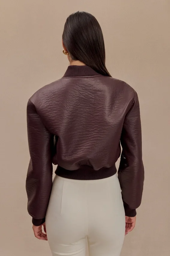 Codi Faux Leather Bomber Jacket – Merlot Codi Faux Leather Bomber Jacket – Merlot