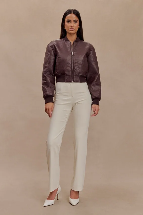 Codi Faux Leather Bomber Jacket – Merlot Codi Faux Leather Bomber Jacket – Merlot