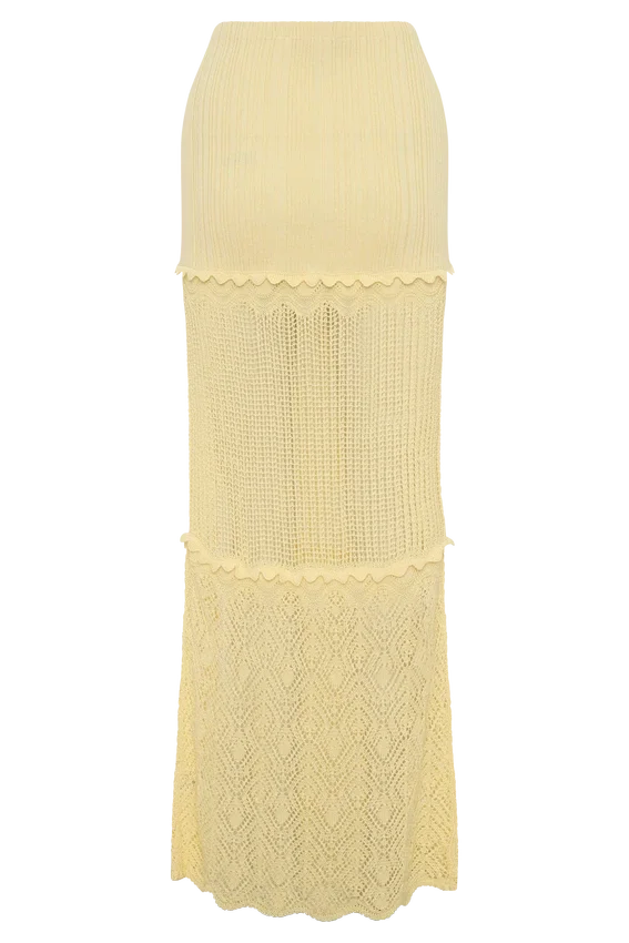 Coleene Pointelle Knit Maxi Skirt – Lemon Coleene Pointelle Knit Maxi Skirt – Lemon