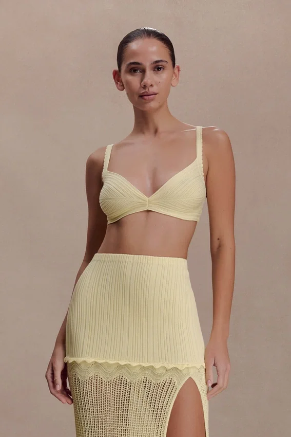 Coleene Pointelle Knit Top – Lemon Coleene Pointelle Knit Top – Lemon
