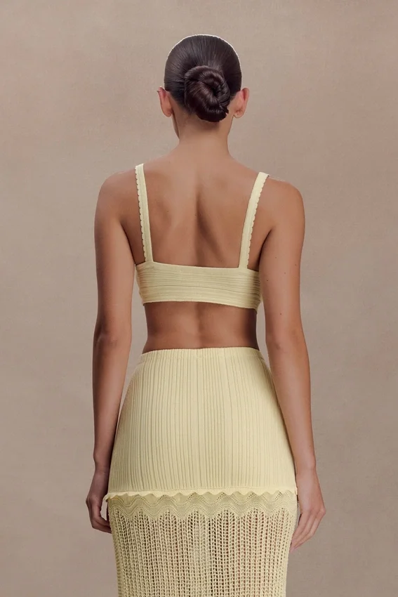 Coleene Pointelle Knit Top – Lemon Coleene Pointelle Knit Top – Lemon