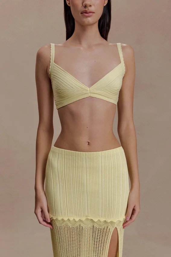 Coleene Pointelle Knit Top – Lemon Coleene Pointelle Knit Top – Lemon