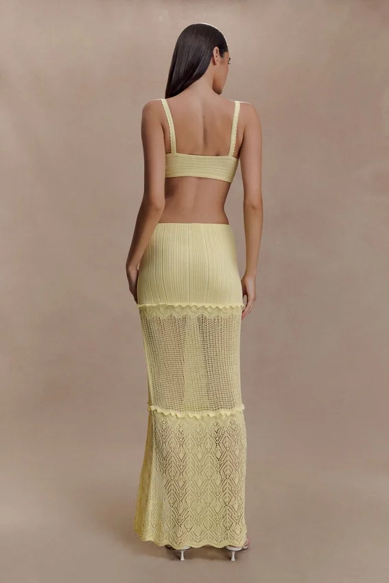 Coleene Pointelle Knit Top – Lemon Coleene Pointelle Knit Top – Lemon