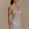 Connie Beaded Bodycon Mini Dress – Nude Connie Beaded Bodycon Mini Dress – Nude