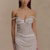 Connie Beaded Bodycon Mini Dress – Nude Connie Beaded Bodycon Mini Dress – Nude