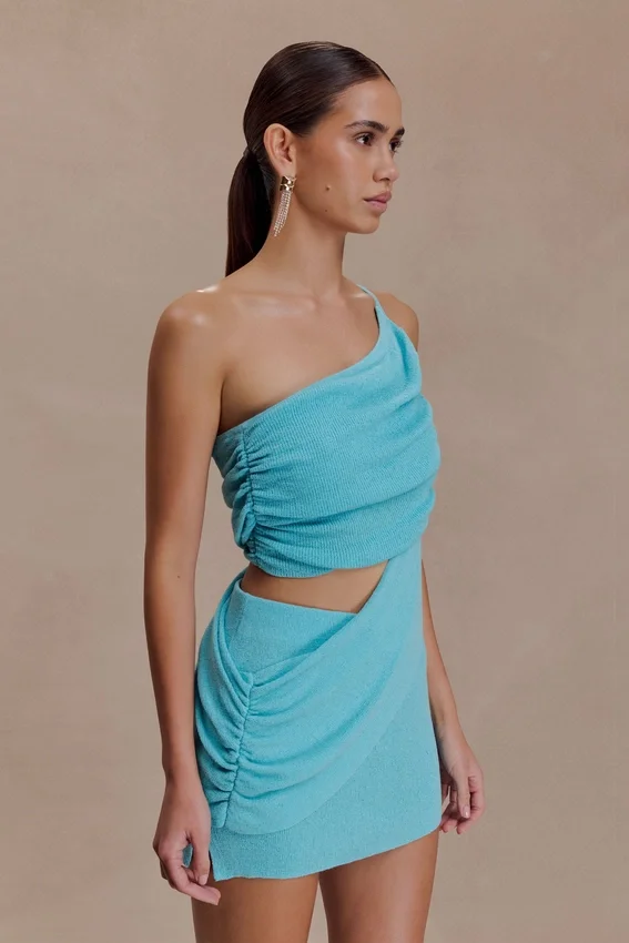 Corah Drape Knit Top – Cyan Blue Corah Drape Knit Top – Cyan Blue