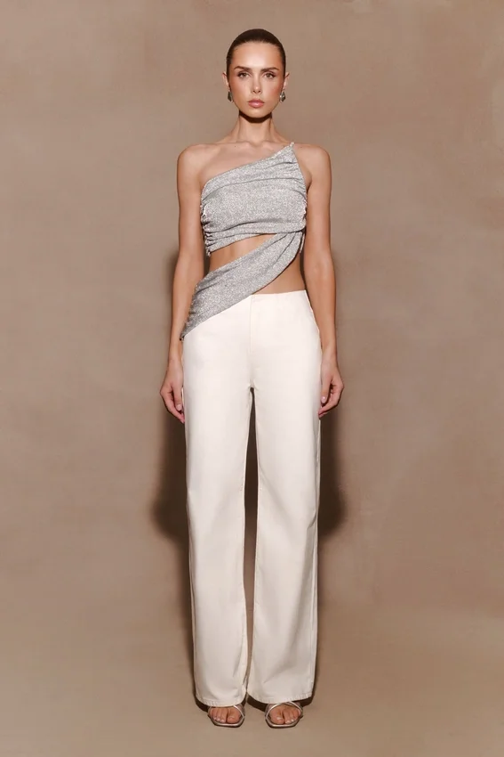 Corah Lurex Drape Knit Top – Silver Corah Lurex Drape Knit Top – Silver