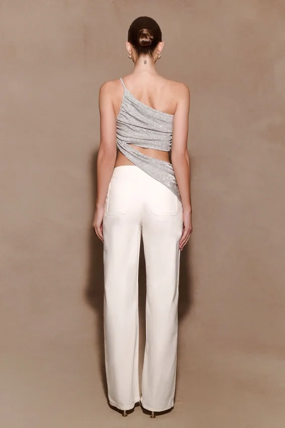 Corah Lurex Drape Knit Top – Silver Corah Lurex Drape Knit Top – Silver