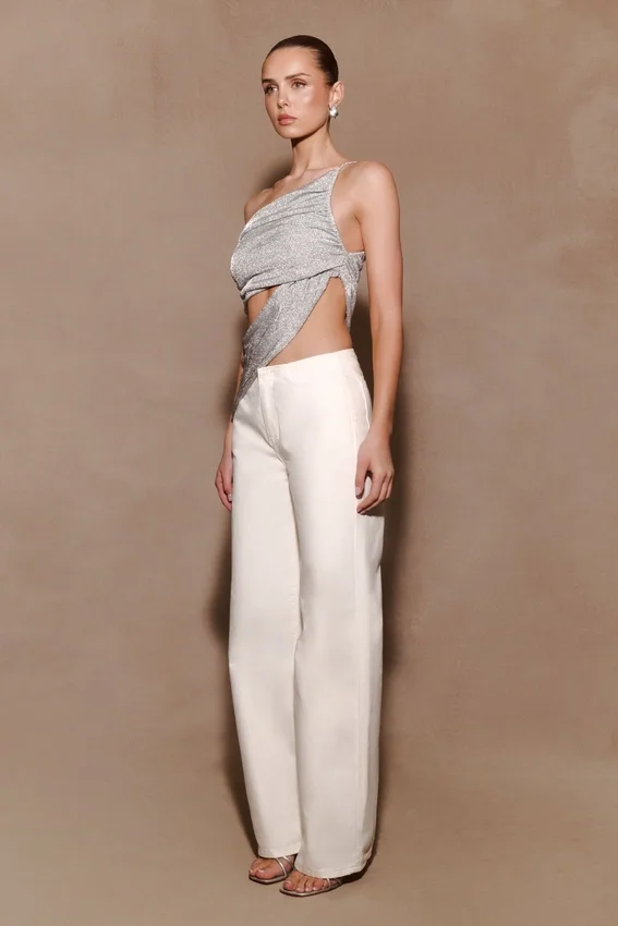 Corah Lurex Drape Knit Top – Silver Corah Lurex Drape Knit Top – Silver