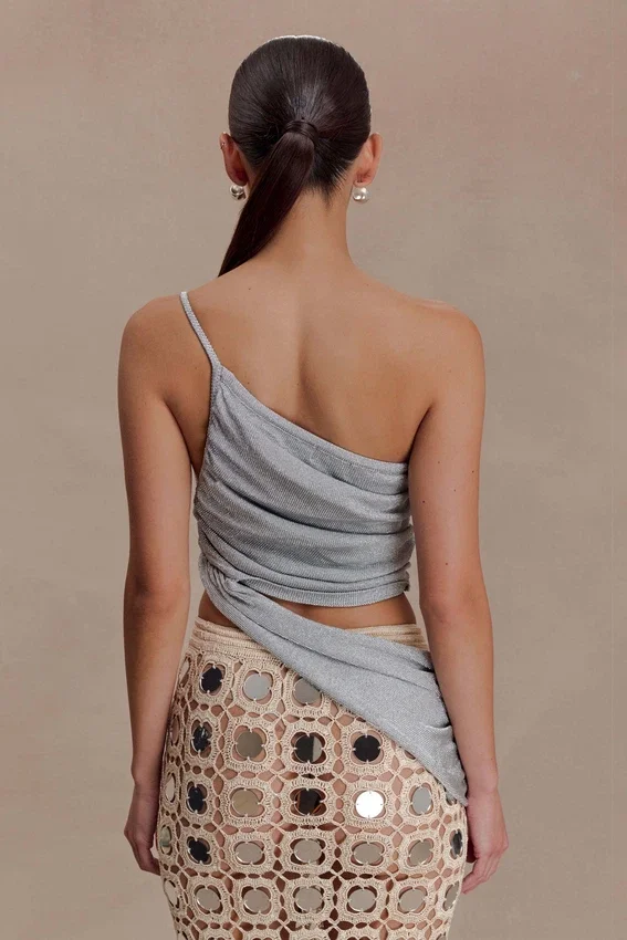 Corah Lurex Drape Knit Top – Silver Corah Lurex Drape Knit Top – Silver