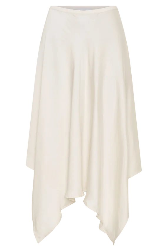 Coralie Asymmetric Satin Midi Skirt – Ivory Coralie Asymmetric Satin Midi Skirt – Ivory