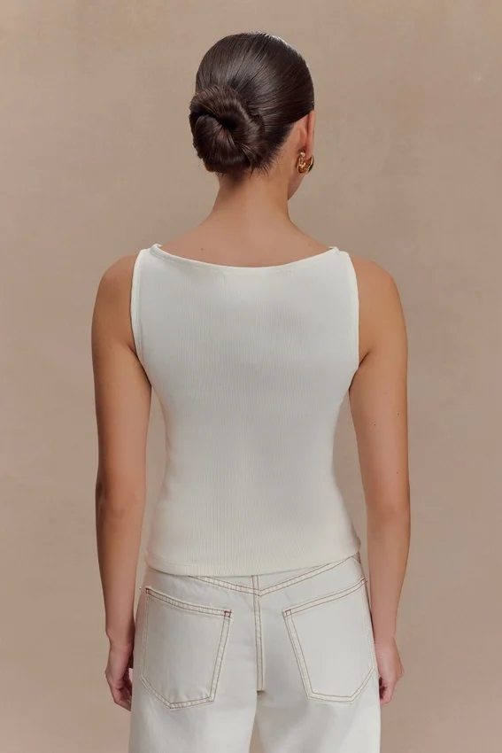 Coraline Panelled Sleeveless Top – White Coraline Panelled Sleeveless Top – White