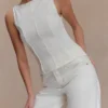 Coraline Panelled Sleeveless Top – White Coraline Panelled Sleeveless Top – White