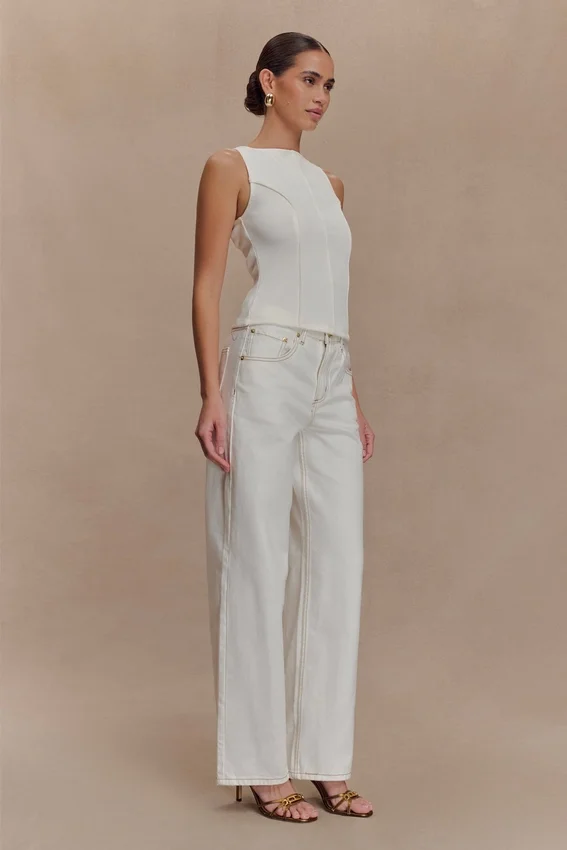 Coraline Panelled Sleeveless Top – White Coraline Panelled Sleeveless Top – White