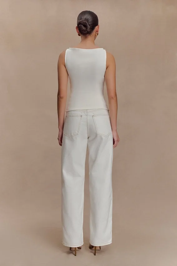 Coraline Panelled Sleeveless Top – White Coraline Panelled Sleeveless Top – White