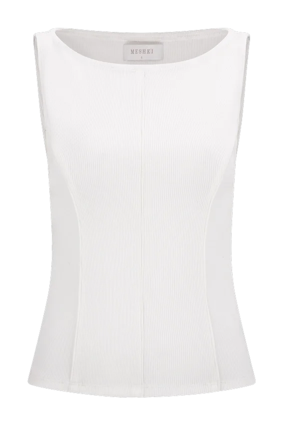 Coraline Panelled Sleeveless Top – White Coraline Panelled Sleeveless Top – White