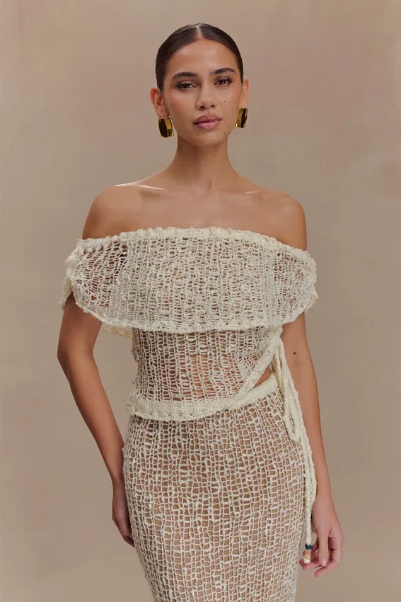 Cordelia Off Shoulder Knit Top – Ivory Cordelia Off Shoulder Knit Top – Ivory