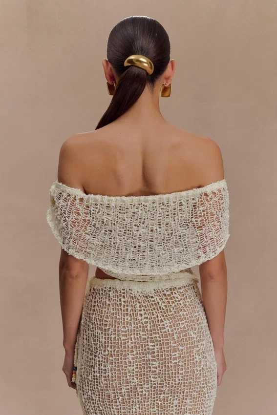 Cordelia Off Shoulder Knit Top – Ivory Cordelia Off Shoulder Knit Top – Ivory