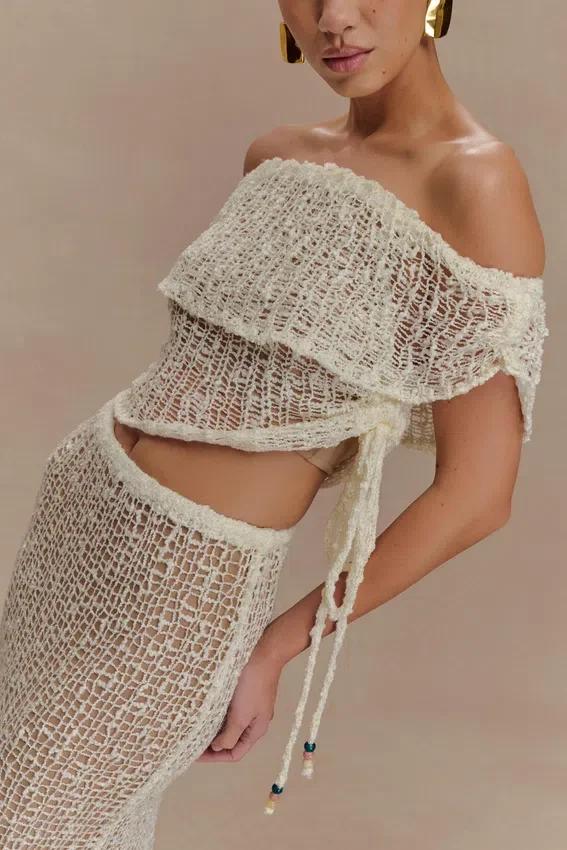 Cordelia Off Shoulder Knit Top – Ivory Cordelia Off Shoulder Knit Top – Ivory