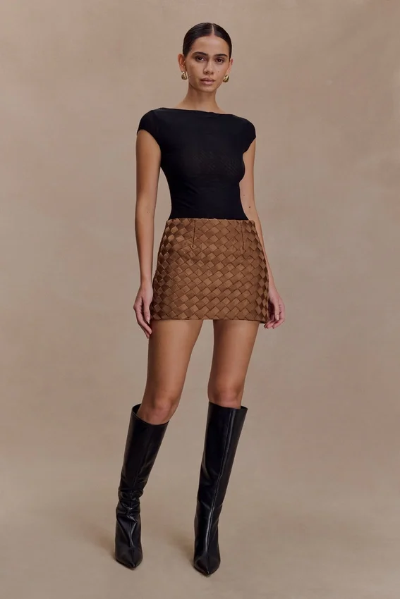 Cordia Satin Mini Skirt – Chocolate Cordia Satin Mini Skirt – Chocolate