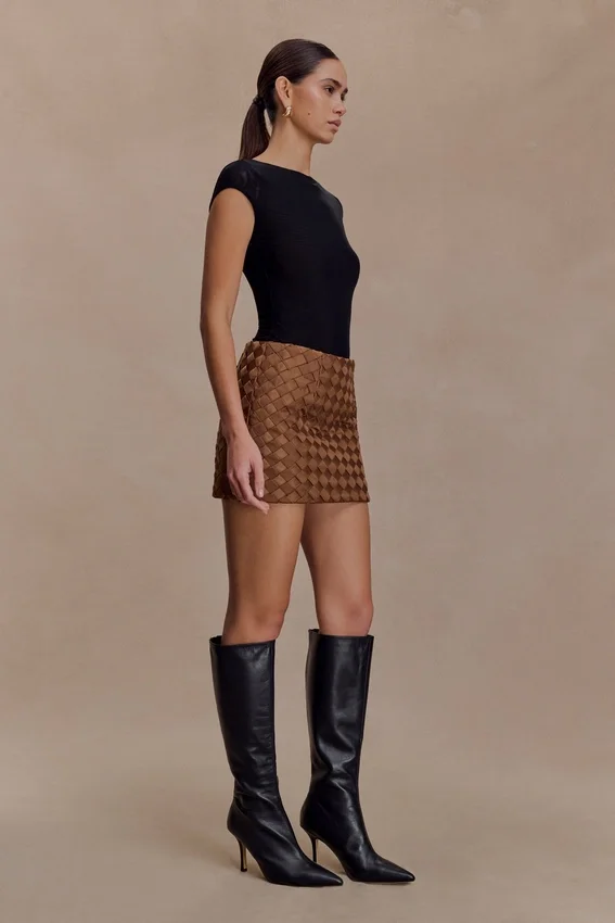 Cordia Satin Mini Skirt – Chocolate Cordia Satin Mini Skirt – Chocolate