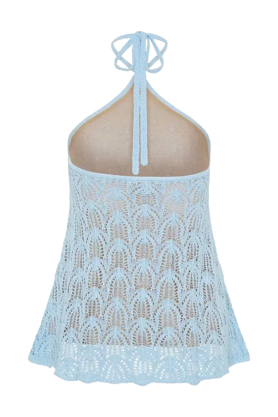 Corey Crochet Halter Neck Top – Light Blue Corey Crochet Halter Neck Top – Light Blue