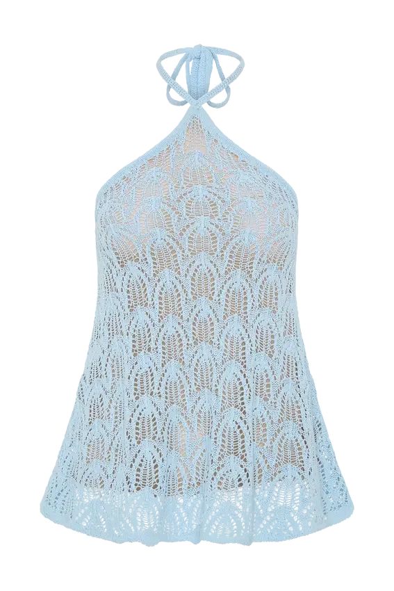 Corey Crochet Halter Neck Top – Light Blue Corey Crochet Halter Neck Top – Light Blue