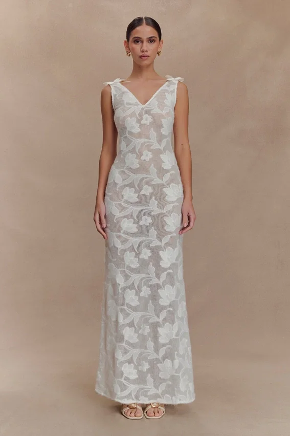 Cornelia Floral Sheer Maxi Dress – Ivory Cornelia Floral Sheer Maxi Dress – Ivory