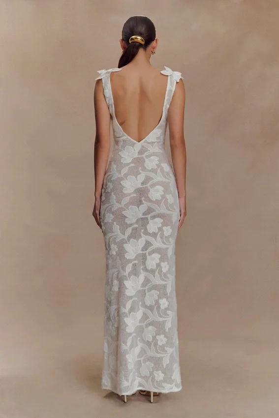 Cornelia Floral Sheer Maxi Dress – Ivory Cornelia Floral Sheer Maxi Dress – Ivory