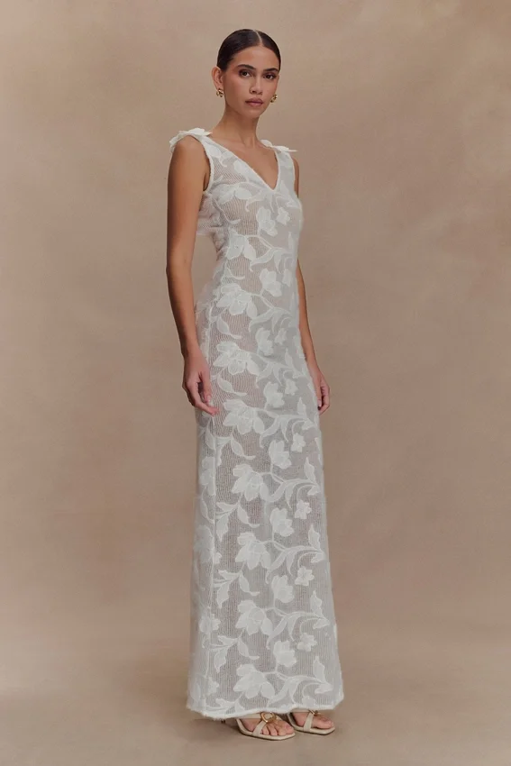 Cornelia Floral Sheer Maxi Dress – Ivory Cornelia Floral Sheer Maxi Dress – Ivory