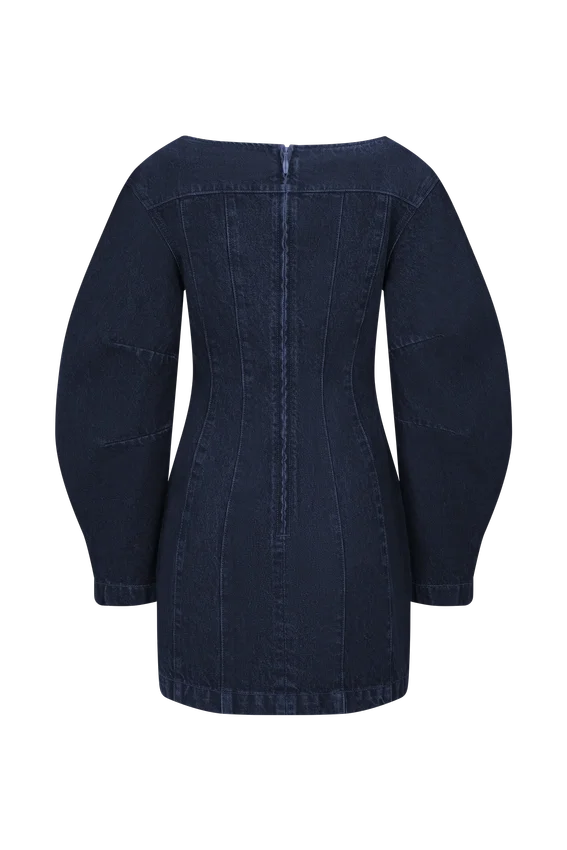 Cosmala Denim Long Sleeve Mini Dress – Indigo Blue Cosmala Denim Long Sleeve Mini Dress – Indigo Blue
