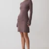 Cresida Knit Long Sleeve Mini Dress With Hardware – Peppercorn Cresida Knit Long Sleeve Mini Dress With Hardware – Peppercorn