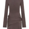 Cresida Knit Long Sleeve Mini Dress With Hardware – Peppercorn Cresida Knit Long Sleeve Mini Dress With Hardware – Peppercorn