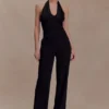 Cressida Crepe Halter Top – Black