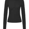 Culver Draped Twist Knit Top – Black
