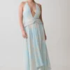 Cyra Plunge Chiffon Midi Dress – Blue Floral Print Cyra Plunge Chiffon Midi Dress – Blue Floral Print