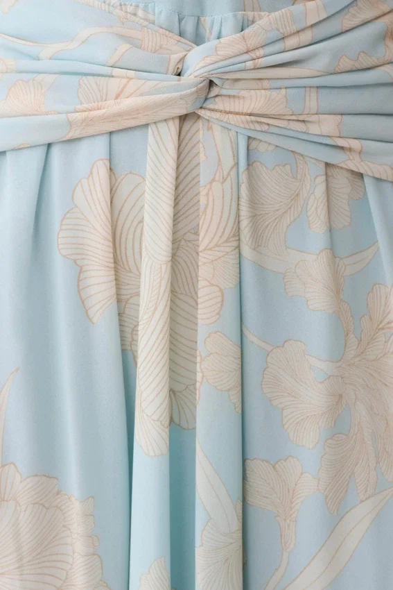 Cyra Plunge Chiffon Midi Dress – Blue Floral Print Cyra Plunge Chiffon Midi Dress – Blue Floral Print