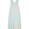 Cyra Plunge Chiffon Midi Dress – Blue Floral Print Cyra Plunge Chiffon Midi Dress – Blue Floral Print