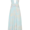 Cyra Plunge Chiffon Midi Dress – Blue Floral Print Cyra Plunge Chiffon Midi Dress – Blue Floral Print
