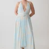 Cyra Plunge Chiffon Midi Dress – Blue Floral Print Cyra Plunge Chiffon Midi Dress – Blue Floral Print