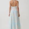 Cyra Plunge Chiffon Midi Dress – Blue Floral Print Cyra Plunge Chiffon Midi Dress – Blue Floral Print