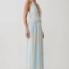 Cyra Plunge Chiffon Midi Dress – Blue Floral Print Cyra Plunge Chiffon Midi Dress – Blue Floral Print