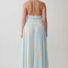 Cyra Plunge Chiffon Midi Dress – Blue Floral Print Cyra Plunge Chiffon Midi Dress – Blue Floral Print