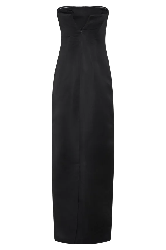 Cyrill Strapless Satin Structured Maxi Dress – Black Cyrill Strapless Satin Structured Maxi Dress – Black