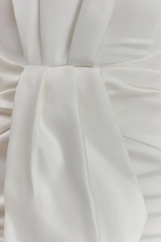 Cyrill Strapless Satin Structured Maxi Dress – White Cyrill Strapless Satin Structured Maxi Dress – White