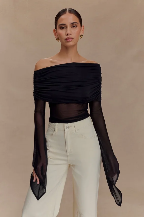 Dahlia One Shoulder Top – Black Dahlia One Shoulder Top – Black