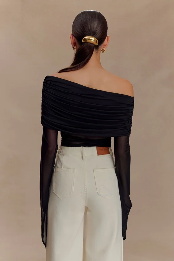 Dahlia One Shoulder Top – Black Dahlia One Shoulder Top – Black