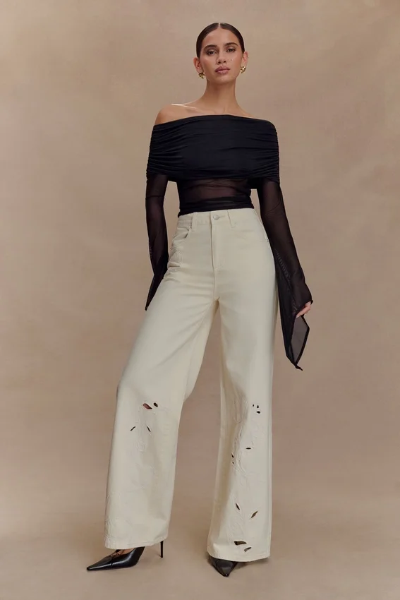 Dahlia One Shoulder Top – Black Dahlia One Shoulder Top – Black